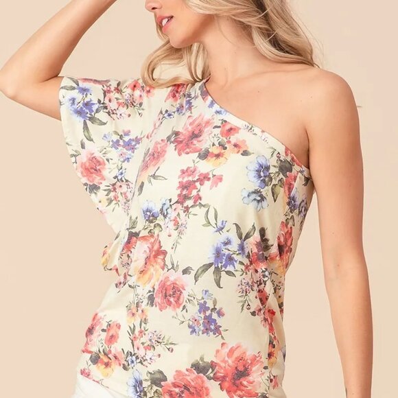 ✨NWT BiBi Floral Printed Jersey Knit Ruffle Sleeve Top - Picture 3 of 8